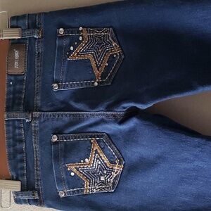 Embellished star pocket blue denim jeans by Cutie's Fashion- Size 10